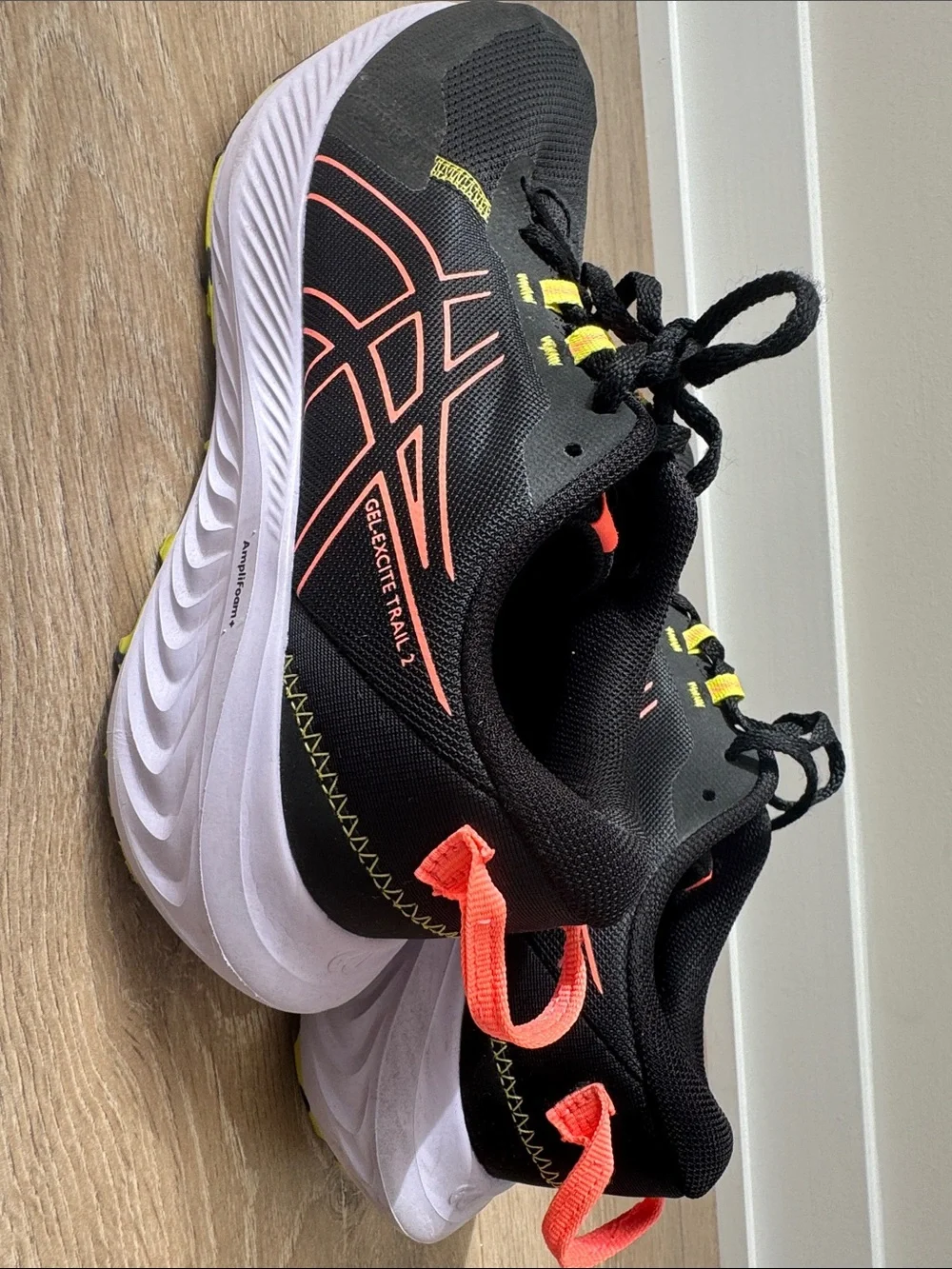 ASICS Black Running Shoes with Coral & Neon Yellow Highlights